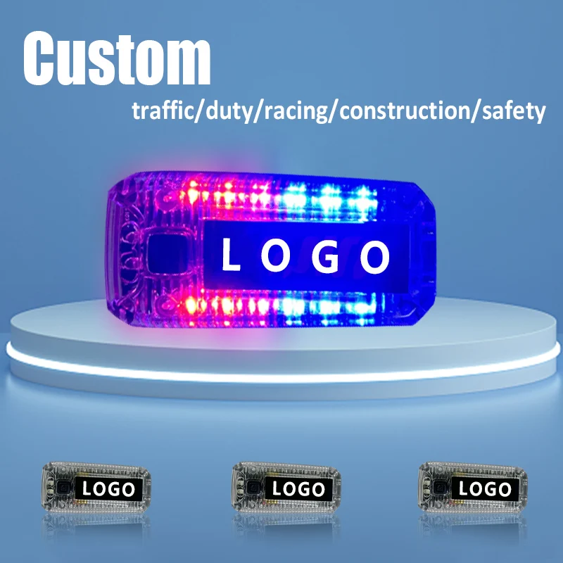Custom blue led flashing lamp safety lighting emergency led red blue flashing shoulder warning light with flashlight