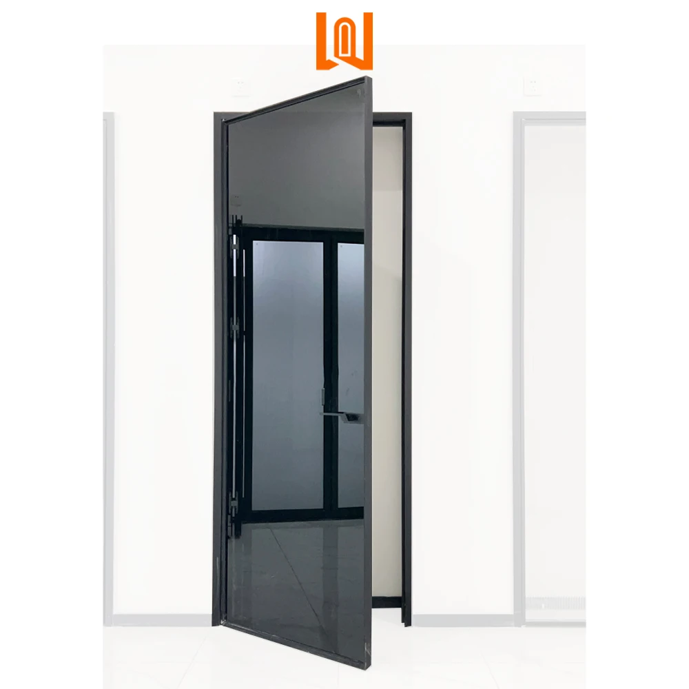 Minimalist Design Interior Bathroom Narrow Frame Double Glass Aluminum Casement Door