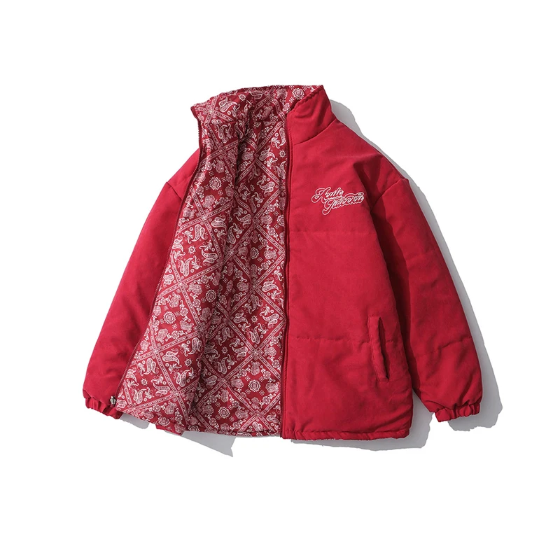 Men fashion reversible warm puffer winter jacket