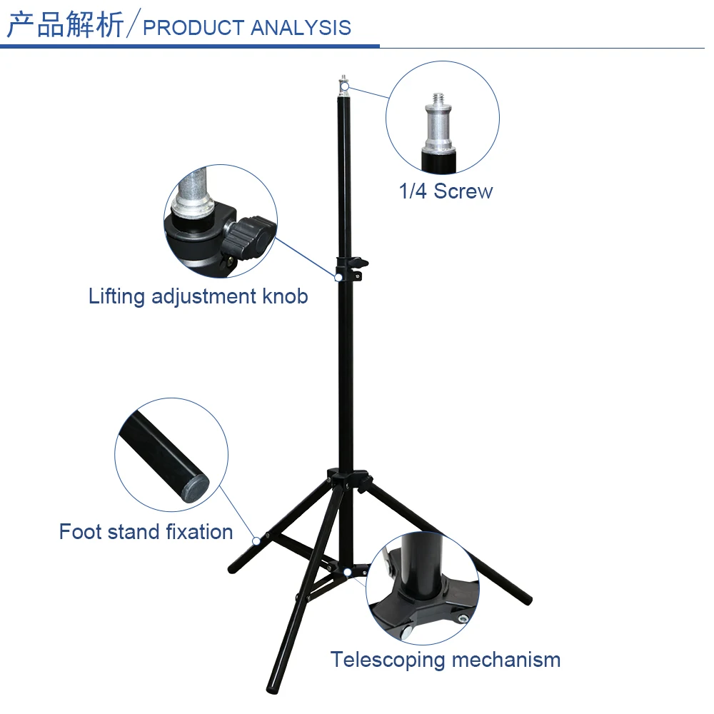 Kaliou 1.2m Light Stand Tripod With 1/4 Screw Head For Photo Studio Softbox Flash Umbrella Reflector Light Camera Ring Light Vlo