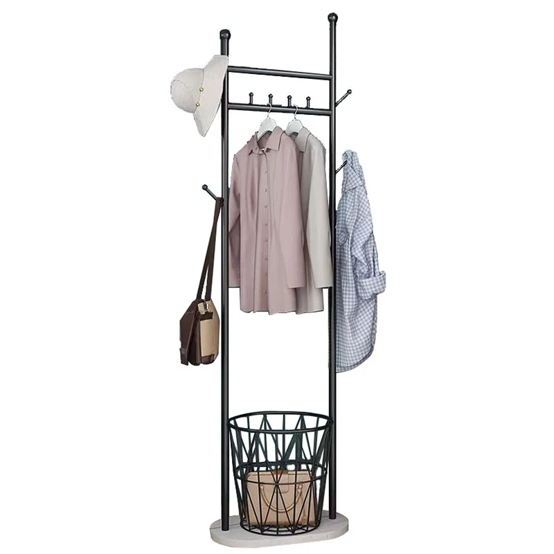 Hot Sale High Quality Living Room Furniture Coat Rack Stand Wrought Iron Black Multipurpose Clothes Hanger Stand Metal Modern