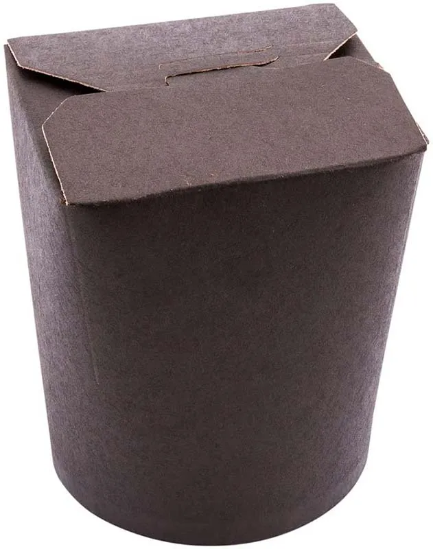 Bio Box 16 Ounce Chinese Take Out Boxes, Round Food To Go Boxes - Leak And Grease-Resistant, Tab-Lock, Black Paper Take Home Box
