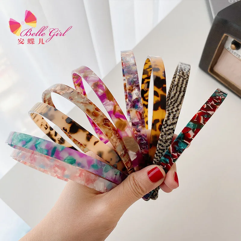 BELLEWORLD acetate headband custom 12 colors 1 cm width cellulose acetate sheet tortoise shell hairband headband for women