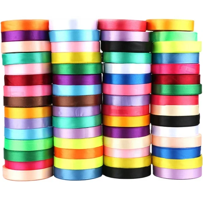 Factory Stocked Mixed Solid Colors 3-100MM Width Single Double Faced Satin Ribbon