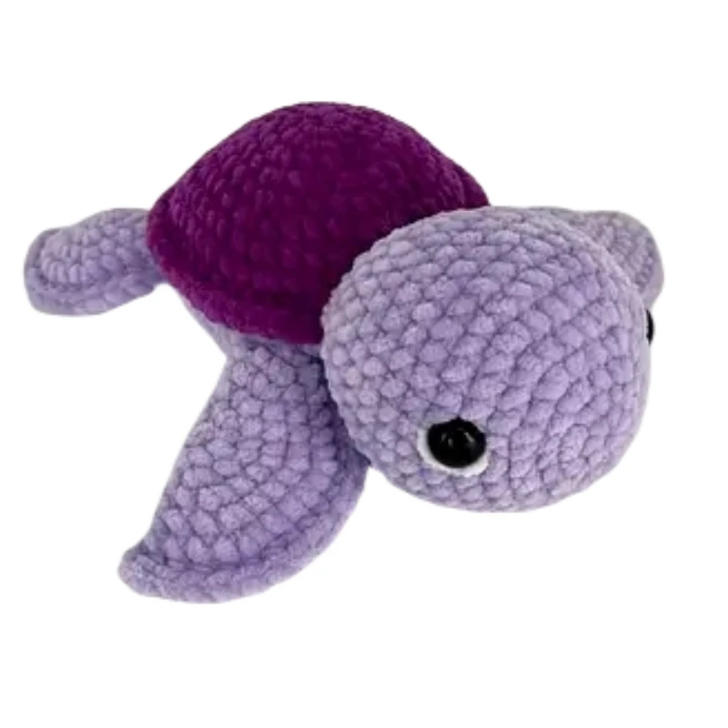Handmade Crochet Fluffy Turtle Doll Knit Purple Plush Giant Yarn Ocean Creatures Amigurumi Toys