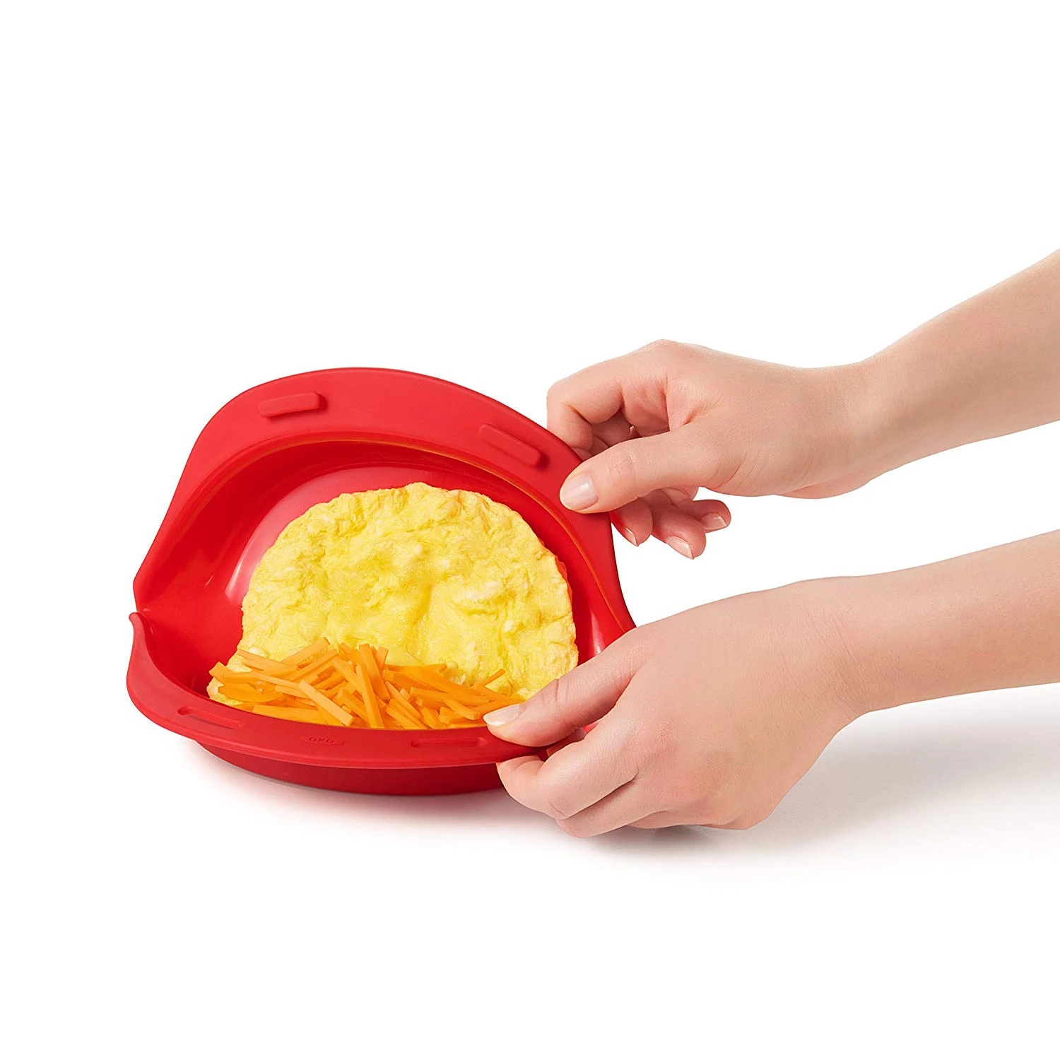 Omelet Maker Microwave Oven Non Stick Omelette Maker Silicone Egg Roll Cooker Pan, Red