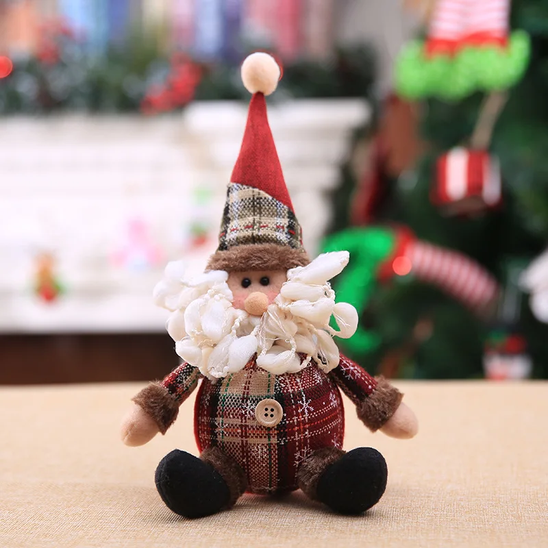 Sinyoo Christmas Tree Ornaments Cartoon Doll Snowflake Plaid Cloth Doll Christmas Tree Ornaments