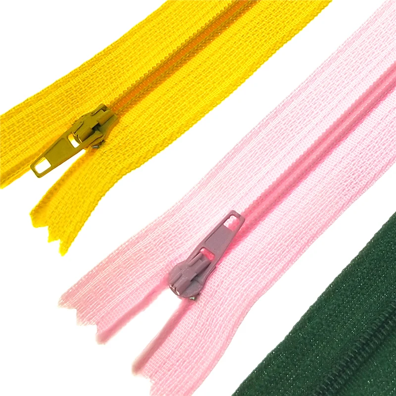 High Quality 20 Cm 3# Length Colorful Nylon Coil Hidden Zippers Closed Tail Zipper For Pants