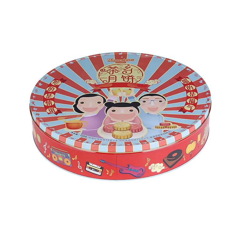 customer design Hot sale popular big round cookie gift package tin box for moon cake chocolate biscuit