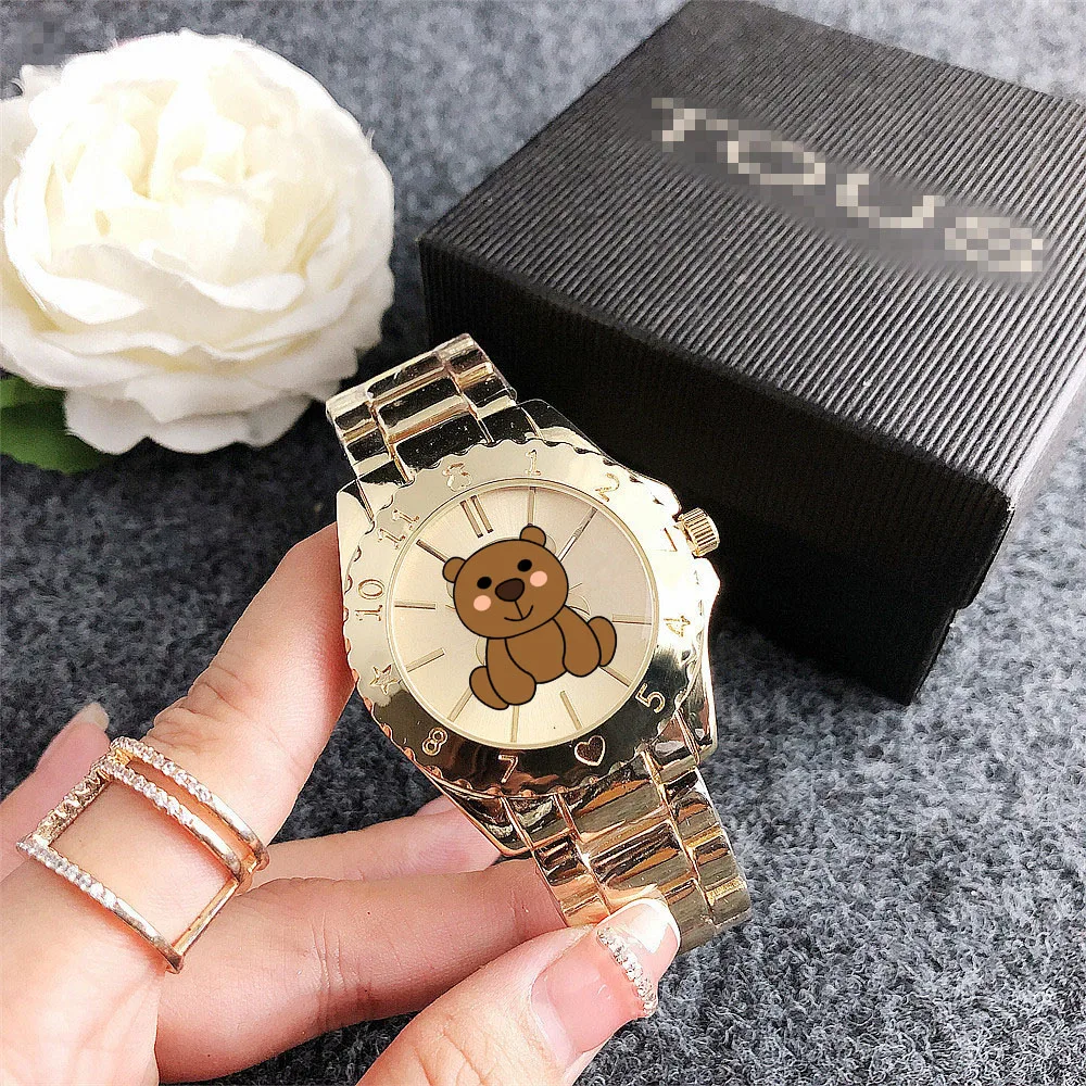Spanish Jewelry TOUSES Logo brand luxury stainless steel bar studded cartoon bear quartz watch for women