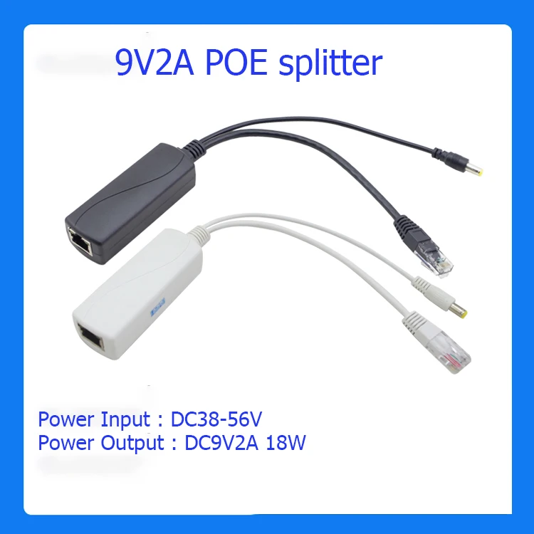 Active 18W PoE Splitter Isolated CCTV Monitor camera power adapter 48V to 9V