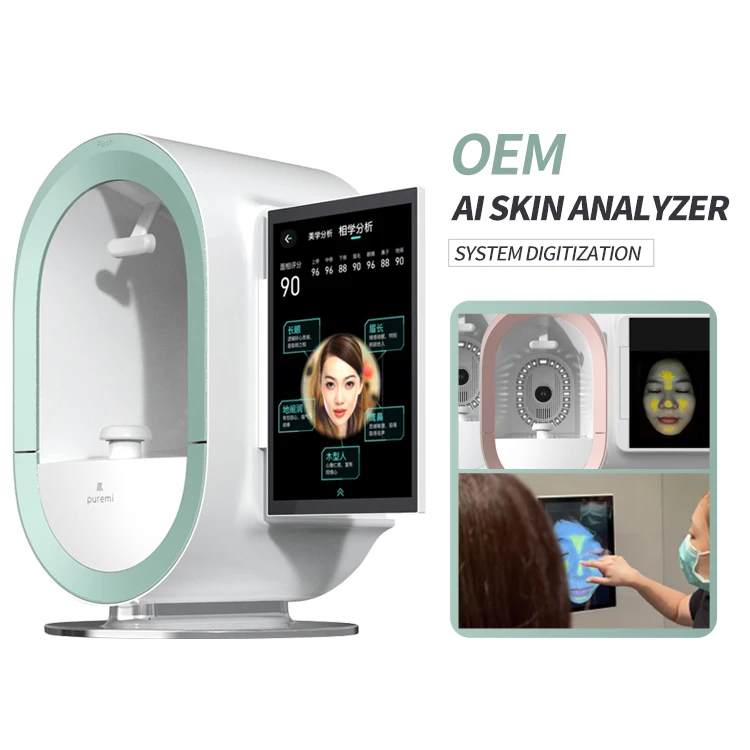 4K Ultra Comprehensive Facial Tester Scanner 3D AI Face Mirror Device Light Shield Intelligent AI Face Skin Analyzer Machine