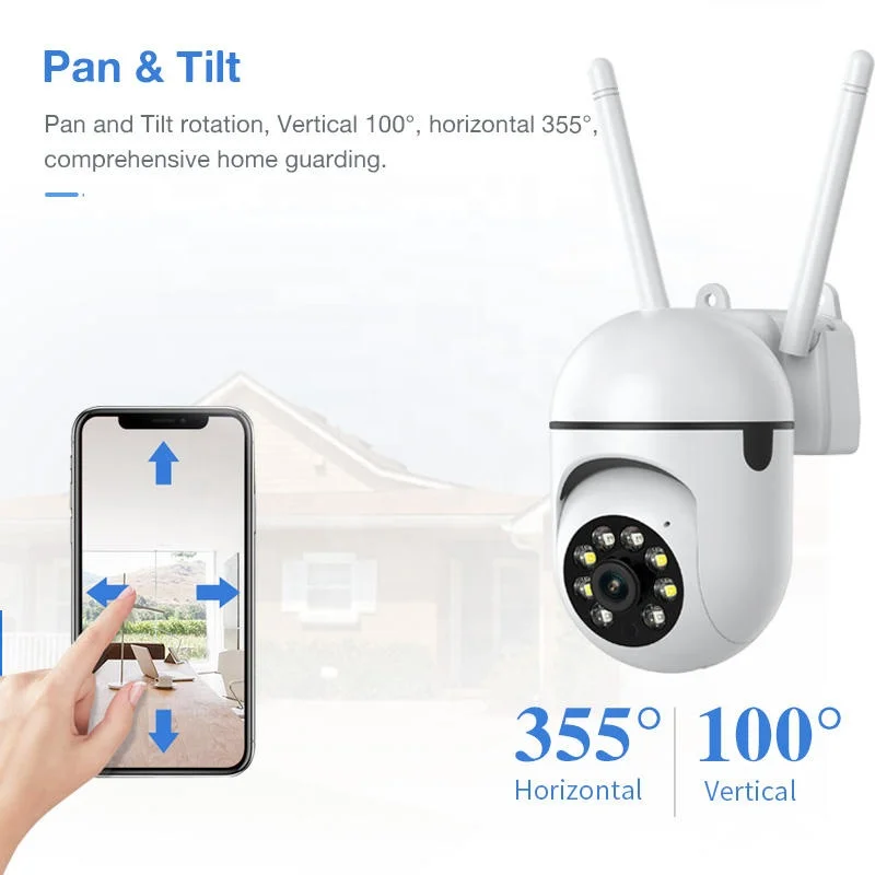 Home Security Built-in Microphone Wireless App Control 360 Degree Night Vision 1080P Panoramic Viewing Wireless Fish Eye Camera