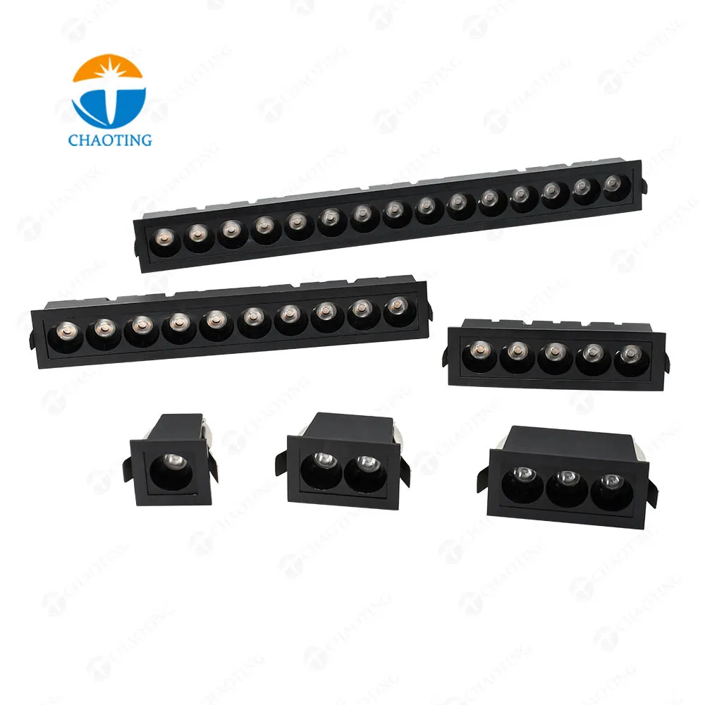 Factory In Stock Rectangle Recessed Spot Lights Wall Washer LED Grille Lighting Anti-glare LED Linear Downlights LED Spotlights