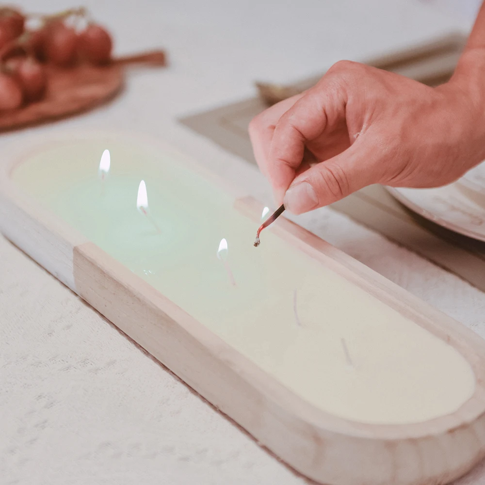 Rustic style brown wooden dough bowls for candle making empty wood dough bowl decor prayer bowl for sales