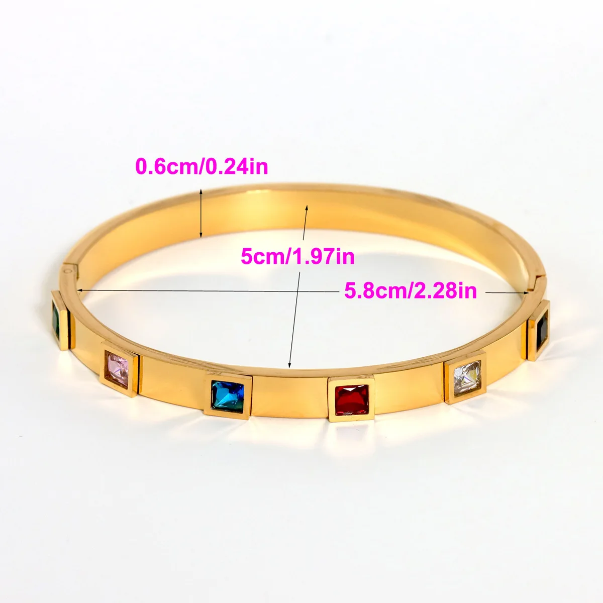 Luxury Fashion Gold Plated Stainless Steel Colorful Diamond Bracelet Bangle Bracelets for Women stainless steel jewelry