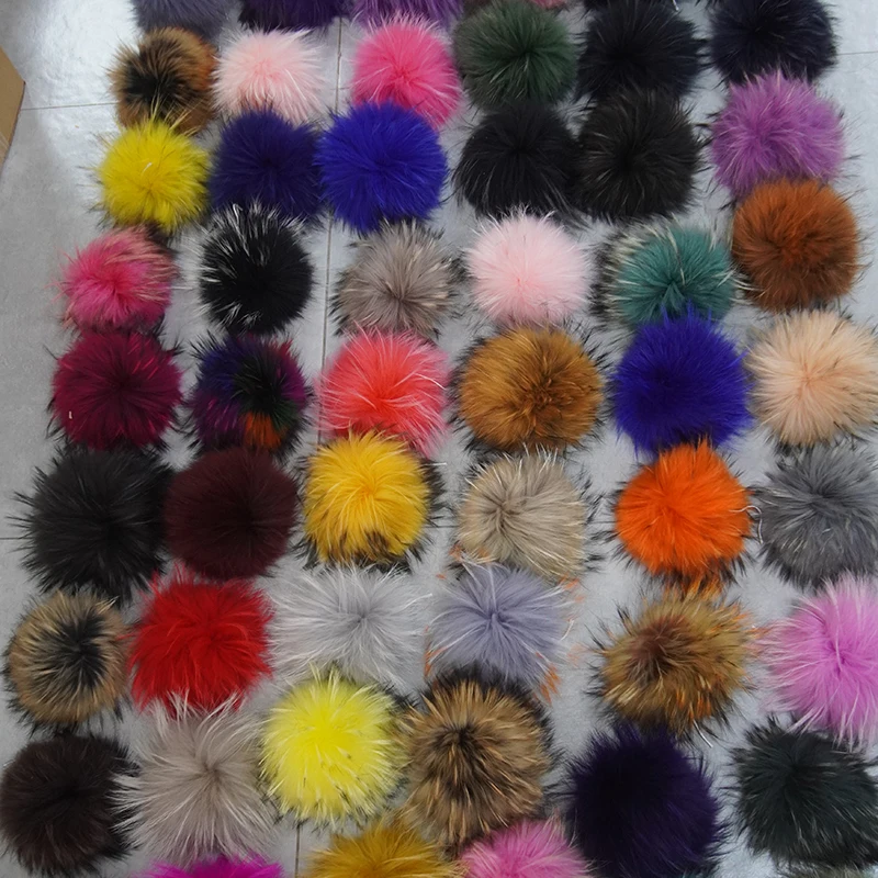 hats women winter warm double artificial fur pom pom china real raccoon fur pom 15 cm real fur ball