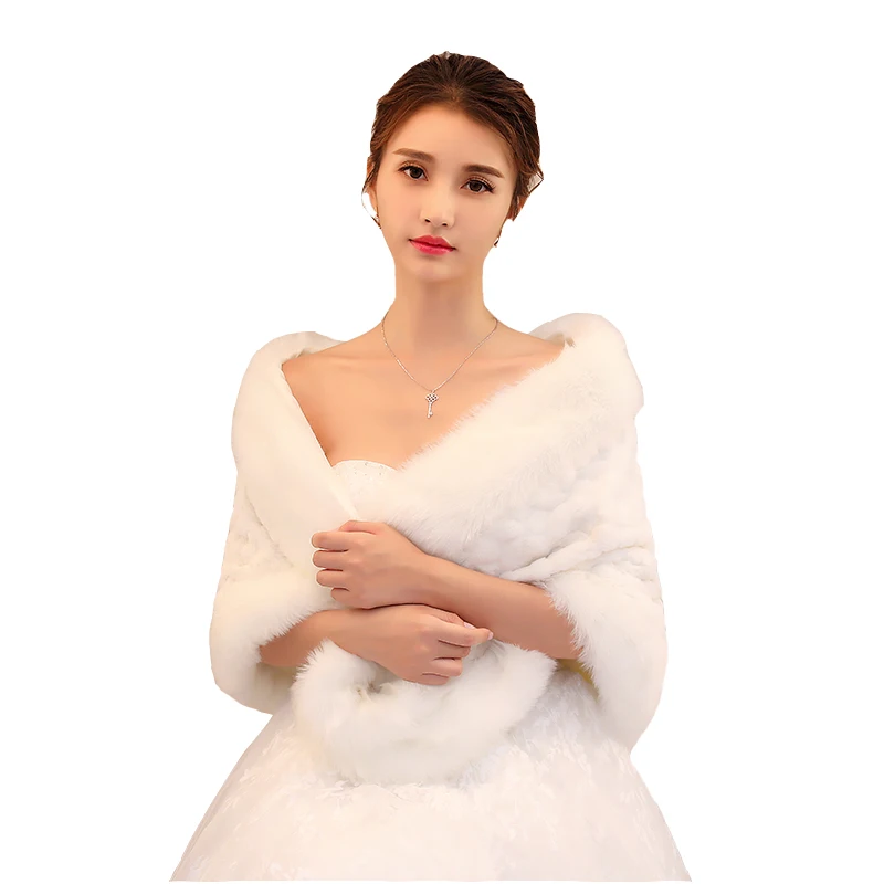 
Wholesale winter hot wedding accessories new circle fur collar shawl faux rabbit fur bride shawl 