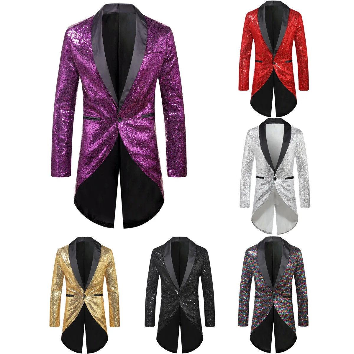 Shiny Gold Sequin Glitter Embellished Blazer Jacket Men Nightclub Prom Suit Blazer Men Costume Homme Stage Clothes For singers