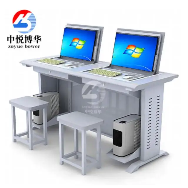 Multimedia Classroom Flip Computer Desk Flip Up LCD Monitor Training Classroom Desk Table Host External