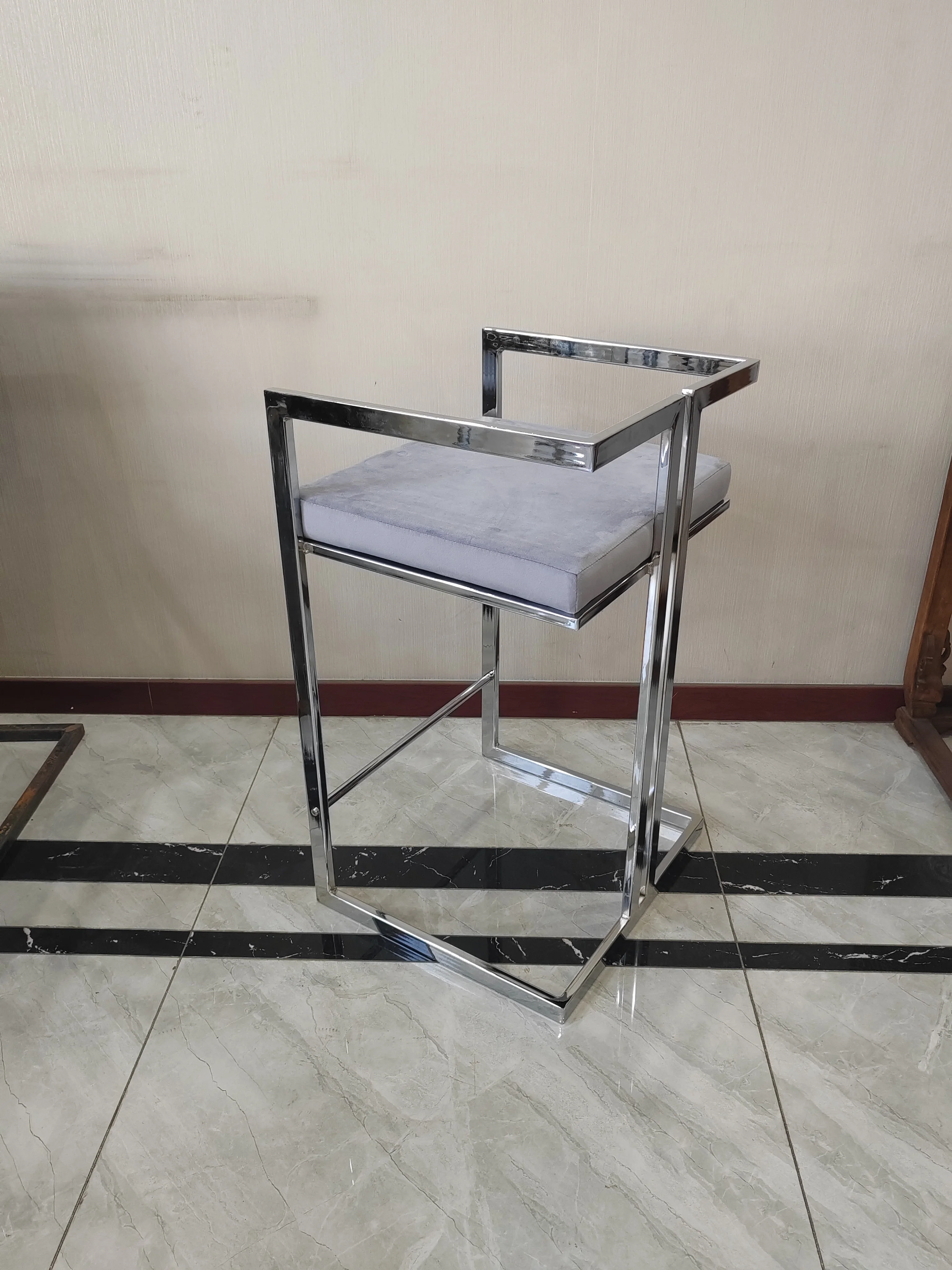 Gold Stainless Steel Luxury Upholstered Velvet Cheap Bar Chair Dining Chair Hot Sale