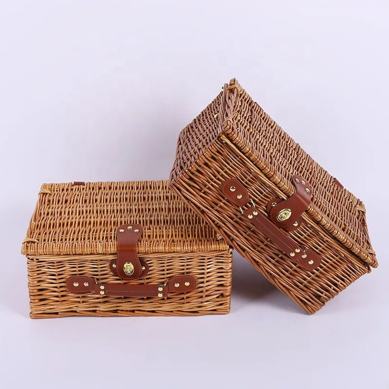 Top quality customized logo empty wicker hamper basket gift