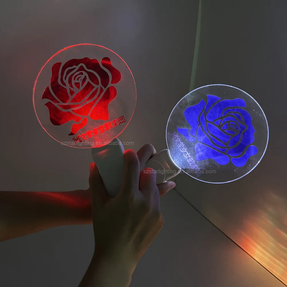 Kpop Custom Logo Brand Acrylic Lightstick Fans Cheer Handheld Wand LED Light Stick Glow In The Dark For Concert Events Sports