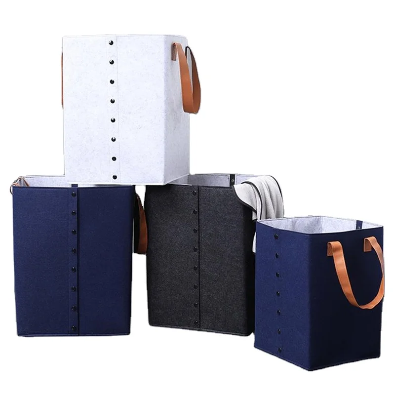 Portable felt laundry Storage Basket with handle Felt storage basket organizer box for toys