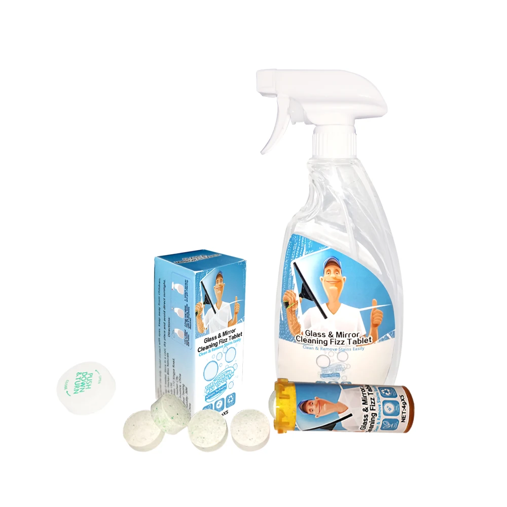 Custom OEM eco-friendly natural essential oil fizzy window mirror car glass cleaner effervescent cleaning tablet