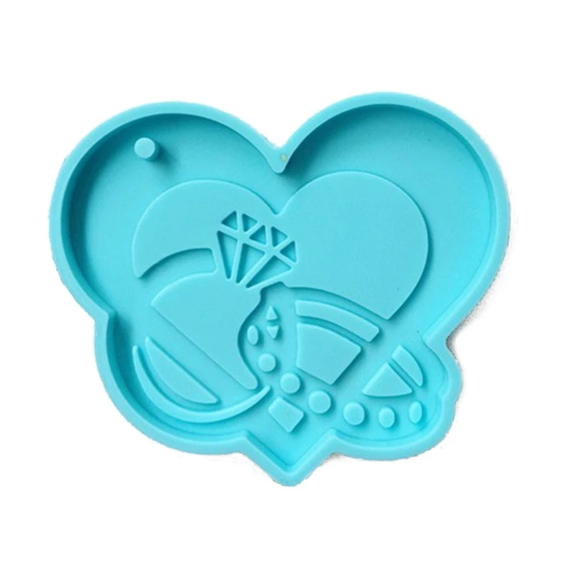 new fashion 3 Pcs DIY Love Heart Keychains Necklace Pendant Epoxy Resin Silicone Mould Mold