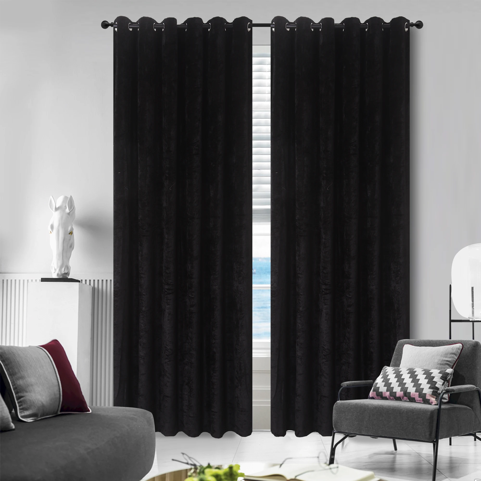 European blackout  grey velvet  curtain crushed velvet curtains velvet luxury