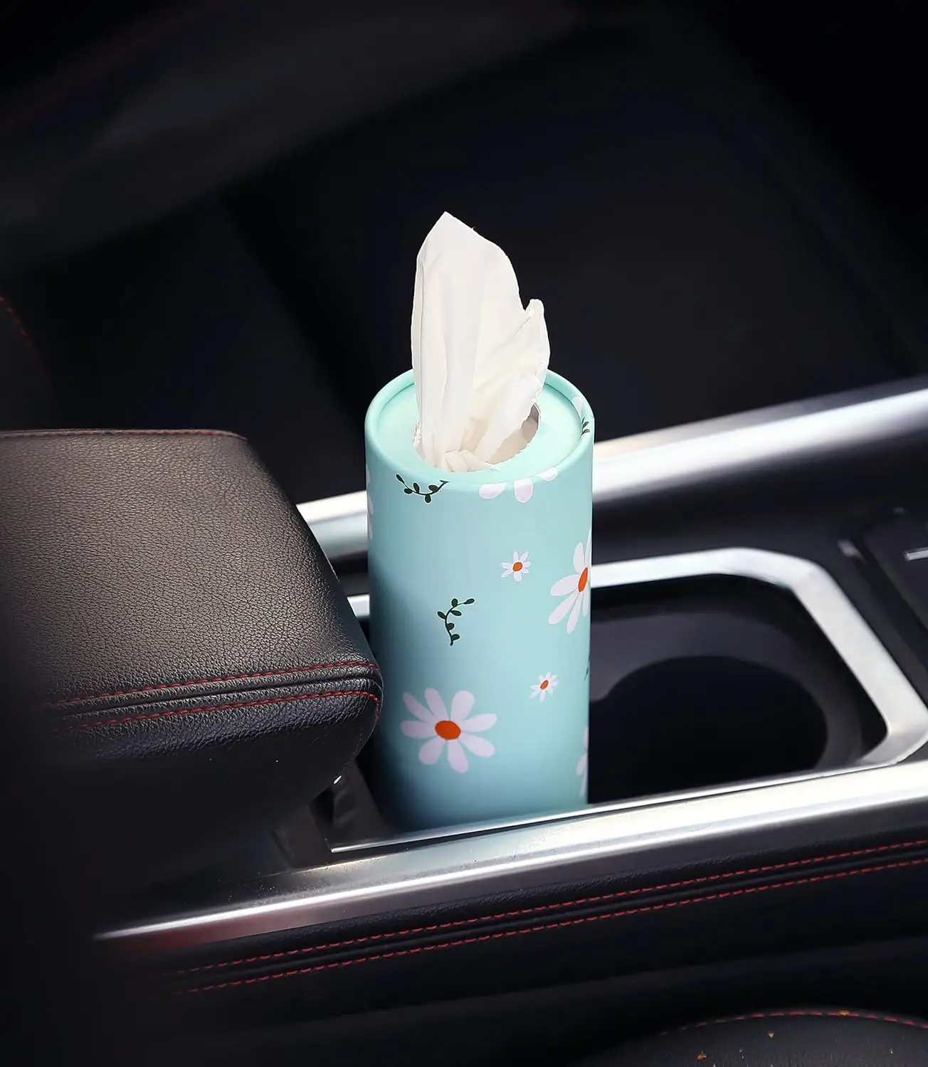 Lingyi Hot Sale 3 Ply Strong Luxury Floral Car Cylinder Tissue Paper Box Pack Facial Tissue 2ply Paper In A Clydrical Box