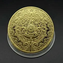 Wholesales high quality collectible Mayan coin Pyramid Sundial gold plated Commemorative gold coins