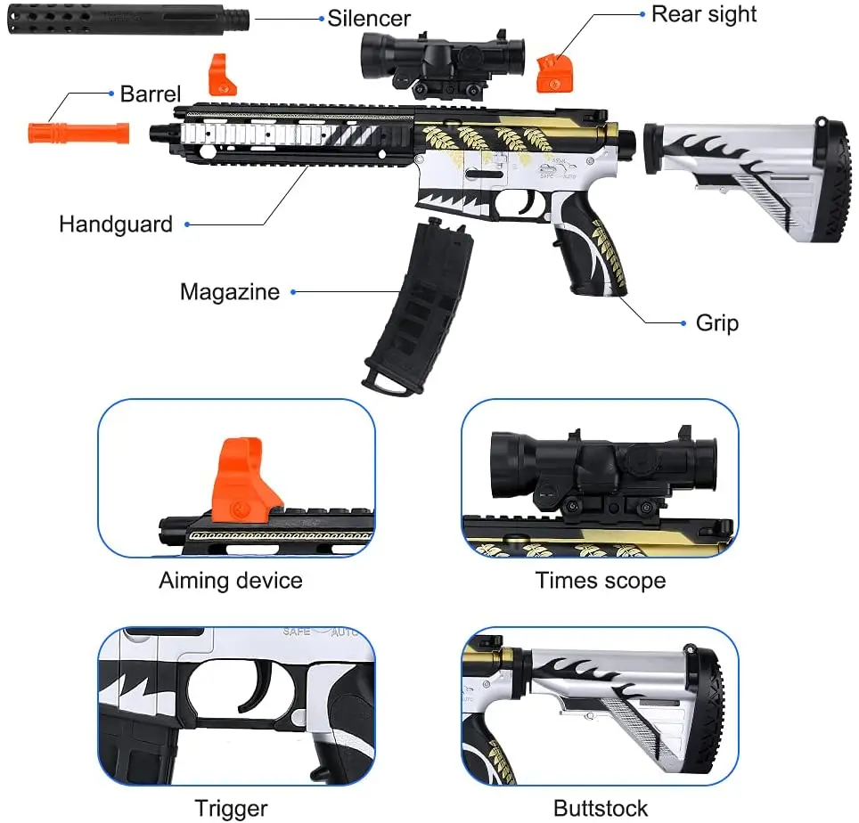 Электрический игрушечный пистолет BoTu M416 с водяными гелевыми пулями детские игрушки уличная игра снайперская винтовка для страйкбола оружие
