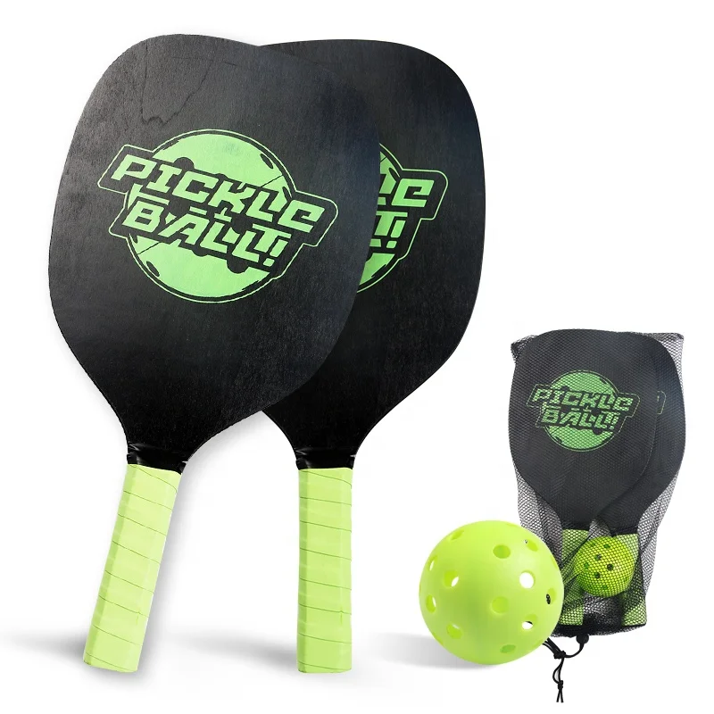 2024 outdoor/indoor activity great design single side silk printing oem/odm custom set of 2 wooden plywood pickleballs