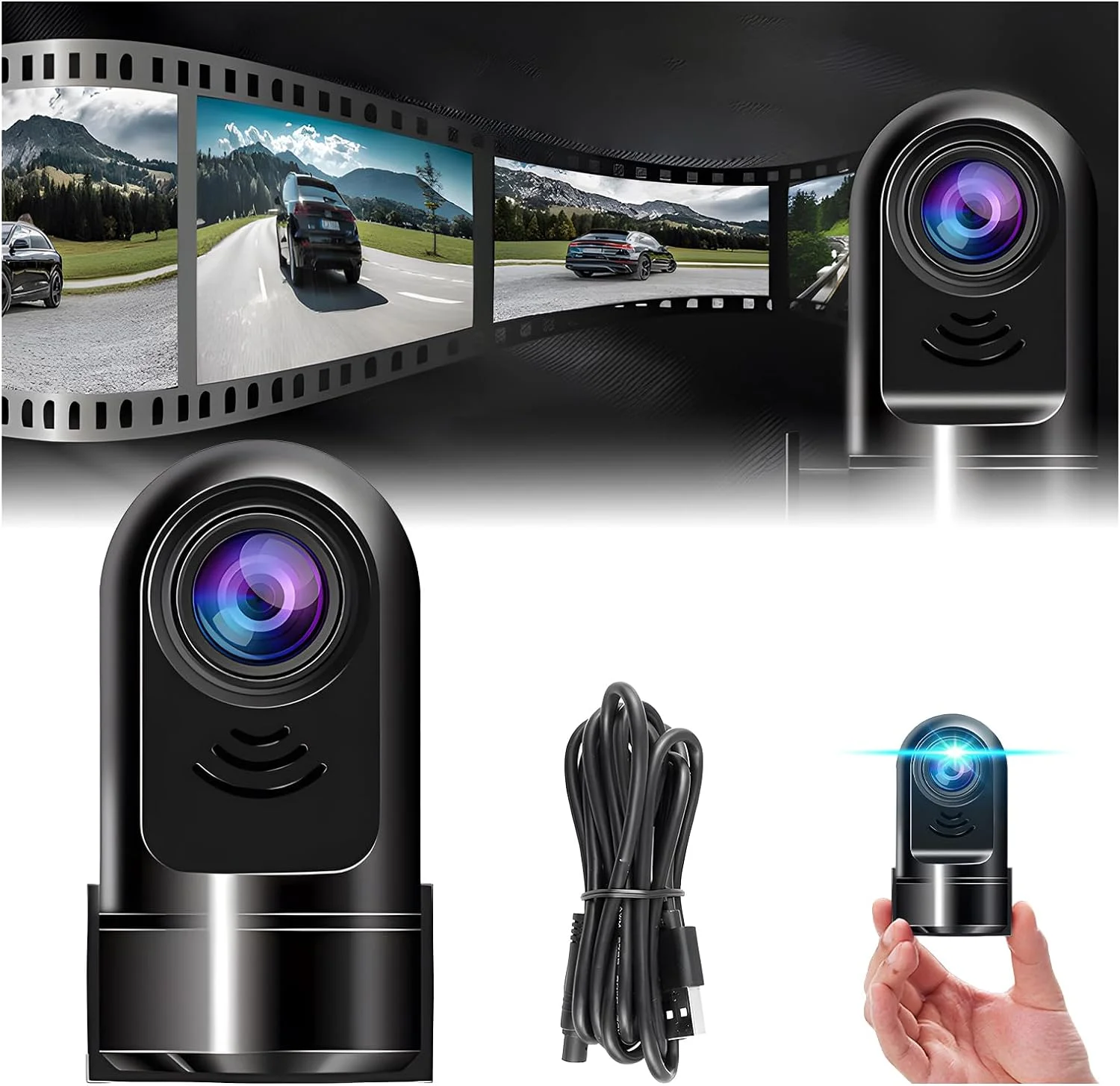 E-Too Hot Sell Azdome Dash Cam 720P Hd 360 Dregree Rotating Mini Adas Dash Cam 360 Degree MINI USB Car Black Box DVR  Dvr Camera