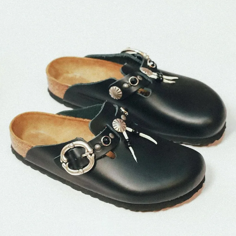 Классический дизайн обувь на заказ женские мужские сабо из коровьей замши Кожаные плоские Противоскользящие тапочки шлепанцы индивидуальный