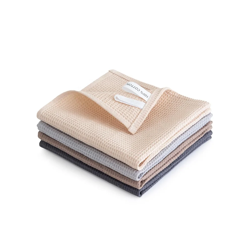 100% Cotton Waffle Weave Kitchen Dish Cloths Super Absorbent Kitchen Towels