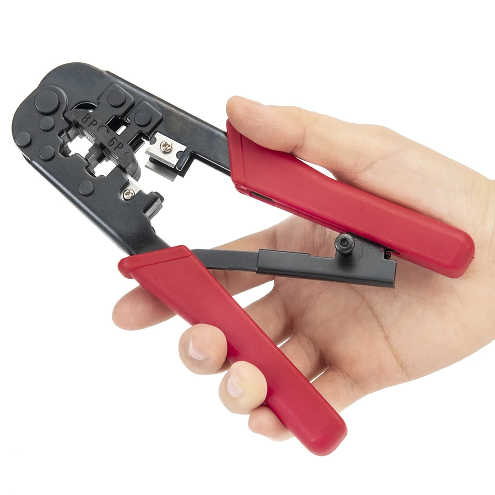 Electrician PP Handle Ratchet RJ45/RJ12 Wire Crilmpping 6P/8P Network Plier