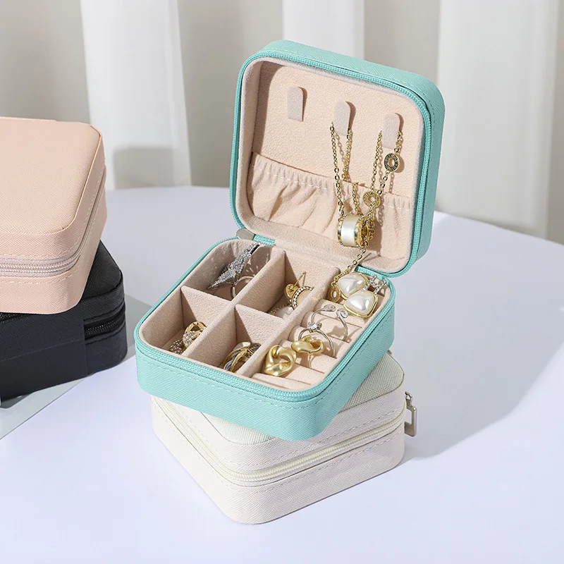 Wholesale Custom Logo Joyeros Pu Leather Portable Small Jewelry Case Travel Jewellery Boxes For Jewelry Ring Necklace Organizer