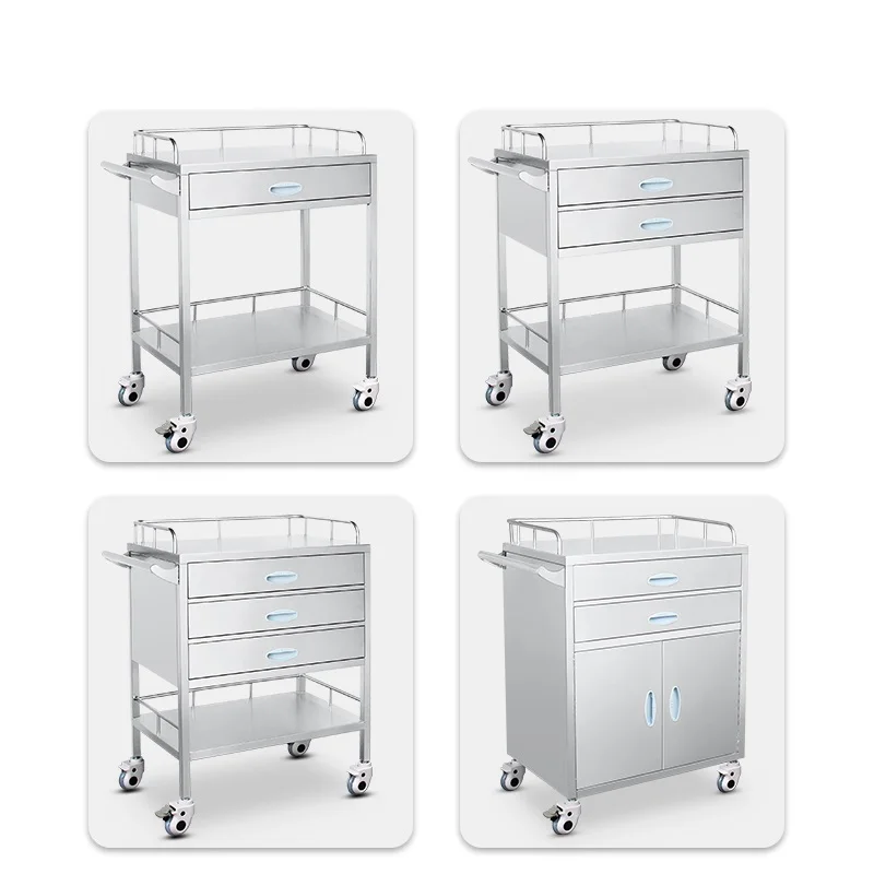 Hospital Furniture Clinic Equipment Stainless Steel Instrument Trolley
