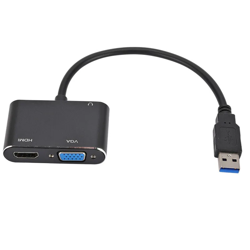 USB 3.0 to HDtv VGA&3.5 Audio Converter HD Drive Free Supports Win7/8/10 Mac.os
