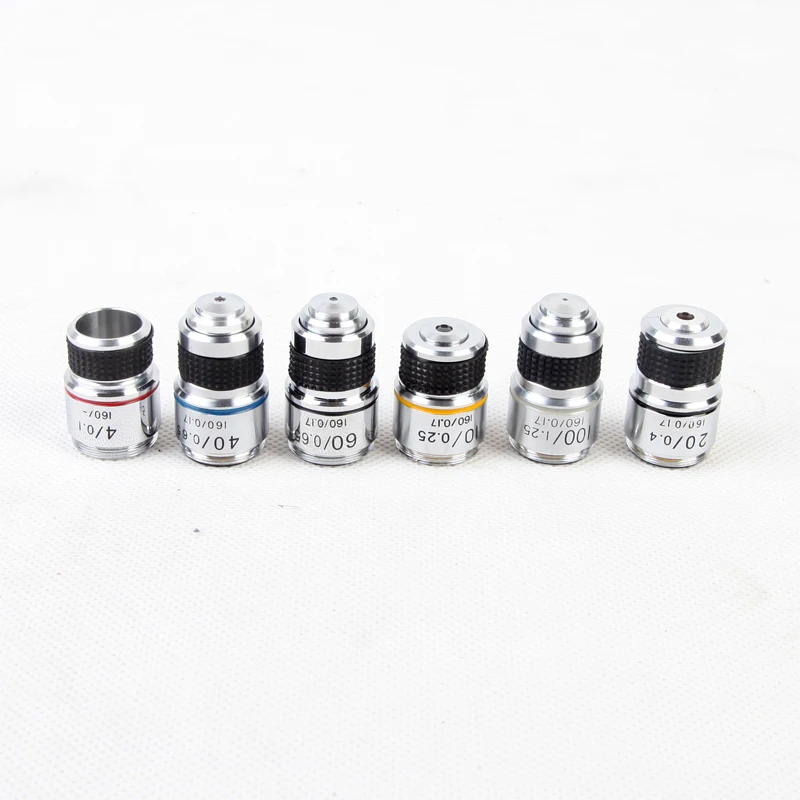 4X 10X 40X 100X 185 Achromatic Objective lens  Biologic microscope Aluminum shell 185 achromatic objective