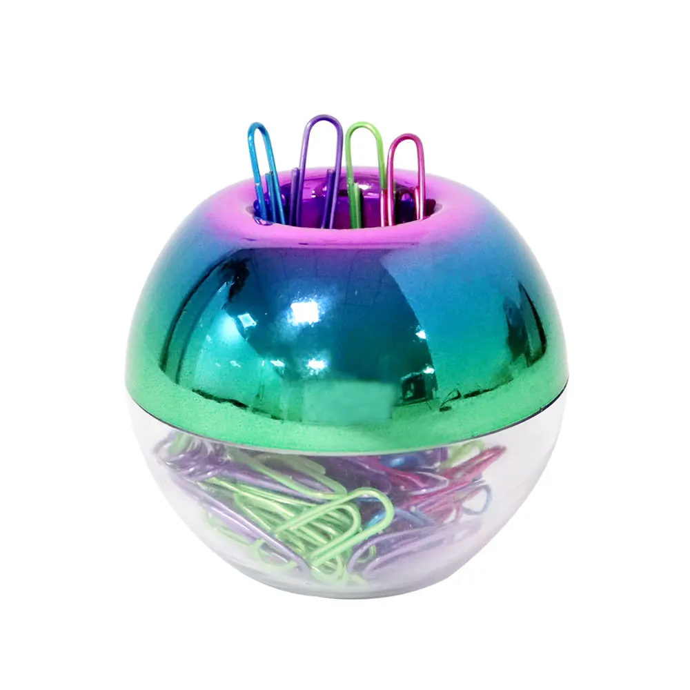 Holographic Colorful Paper Clip Dispensers Red Blue Green Purple Smooth Steel Paperclip Bookmark Magnetic Holder