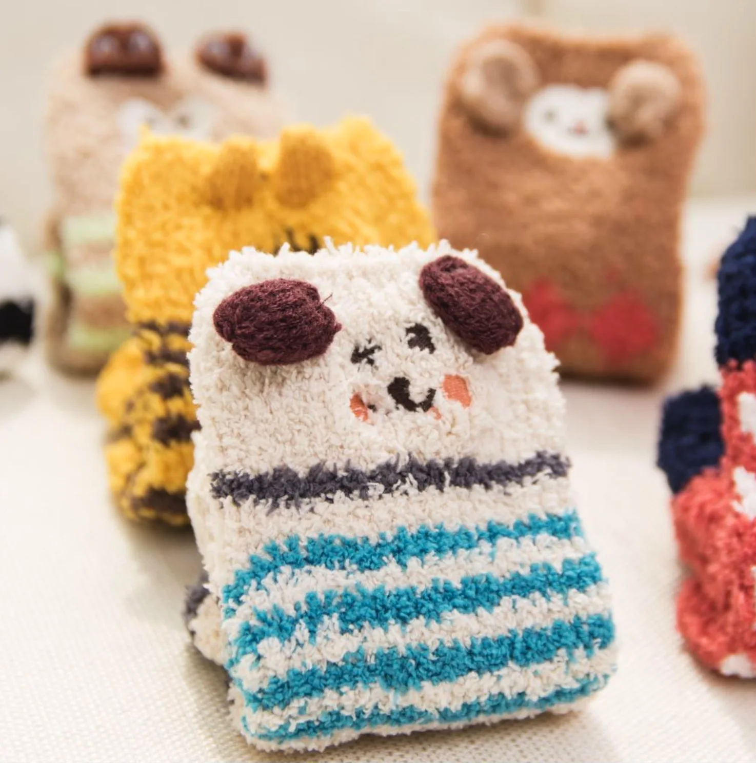 christmas wholesale 3D Cute cozy cartoon Animal socks girls boys fuzzy fluffy slipper indoor floor toddler warm tube baby
