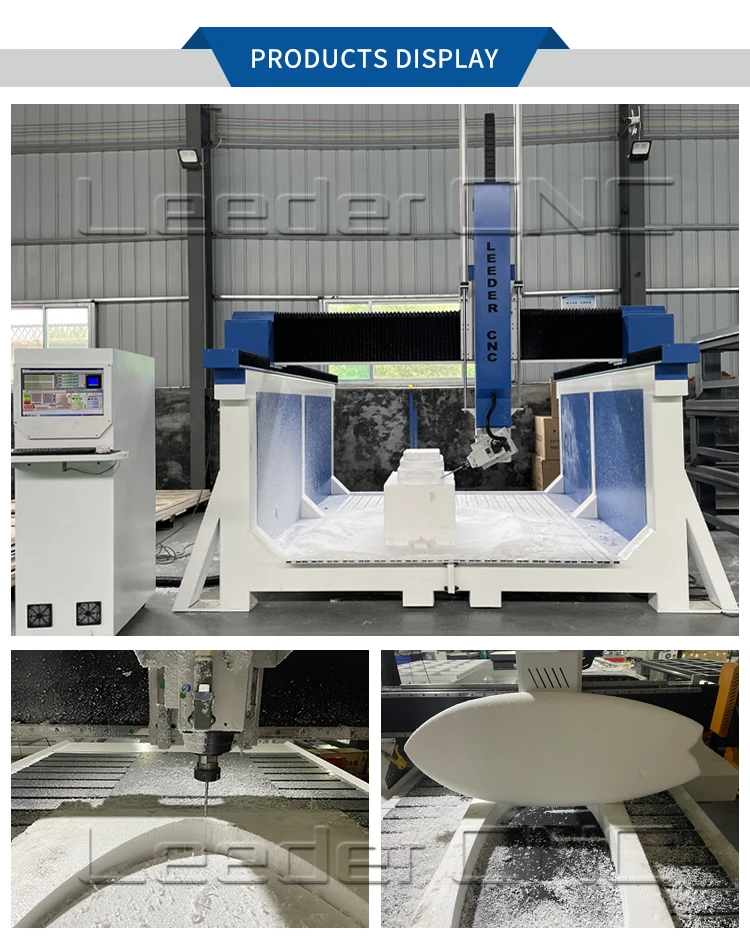 Jinan Leeder Large Table Router CNC 4 Axis 3D Polylon Engraving Machinery EPS Mould Maker Surfboard Carving Machine With Rotary