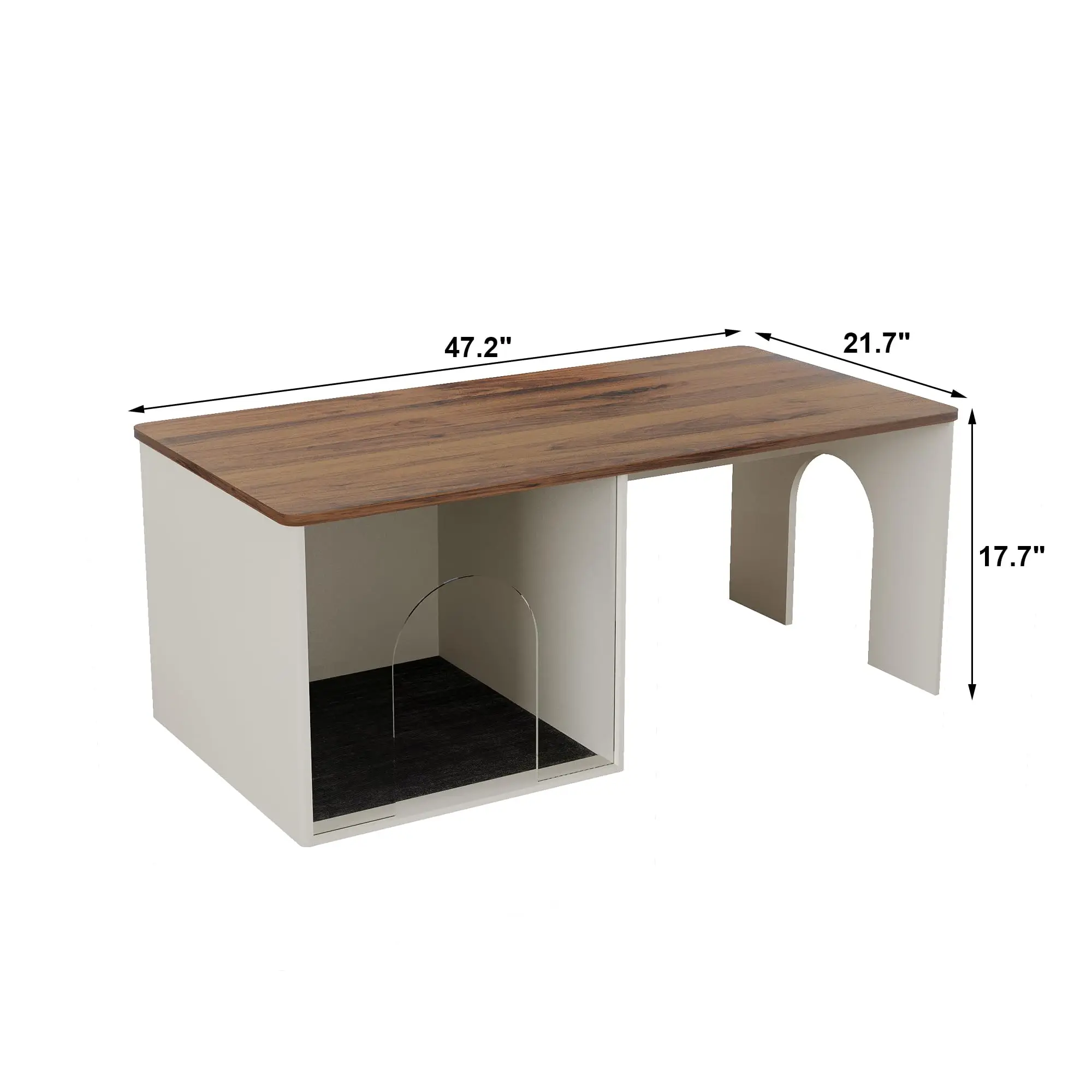 Coffee Table Phoenix Home Oem Farmhouse Modern Wooden Coffee Table with Opening Cat House for Livingroom
