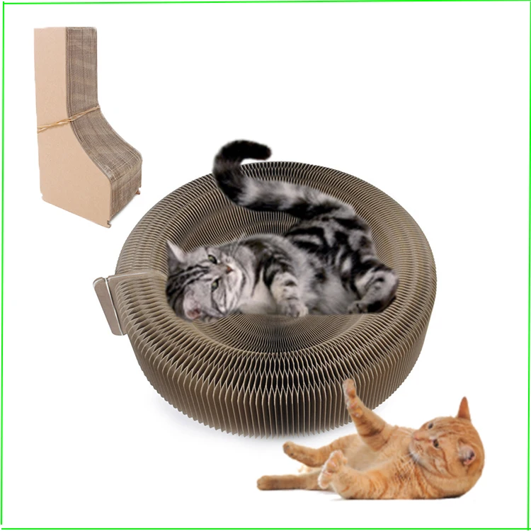 Eco-friendly pet cat interactive toys foldable recyclable corrugated cat scratcher cardboard board cat scratching bed