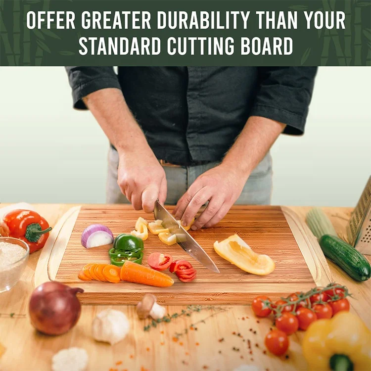 High Quality Wooden Cutting Board Kitchen Bamboo Chopping Board Multifunctional  Wood Butcher Block With Juice Groove