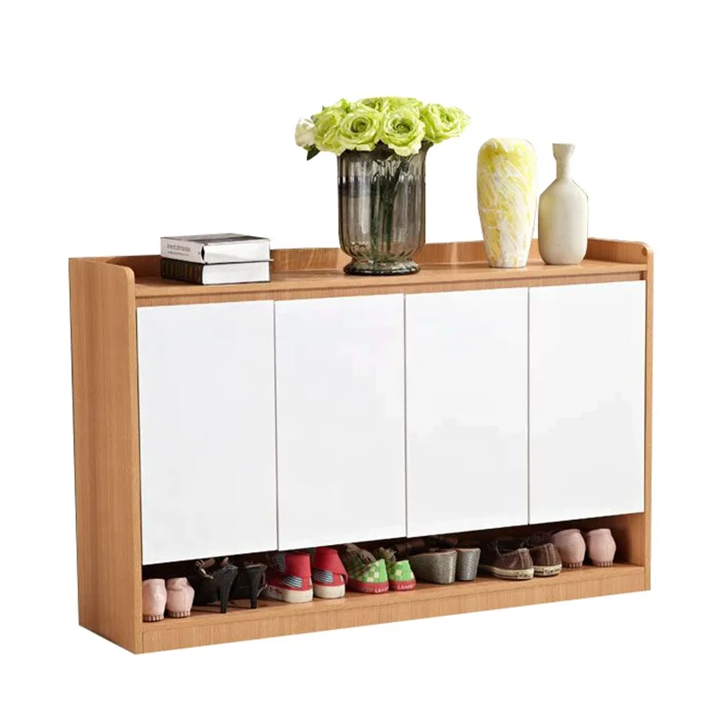 Modern 3-4 Doors 1 Drawer Shoe Storage Unit Cupboard Shoe Cabinet Furniture, Wooden Shoe Cabinet
